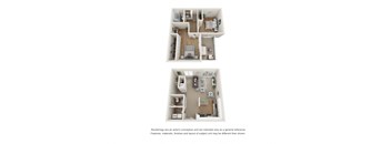 The Willow Floor Plan - 2 bedroom 2 bathroom town home with 1214 square feet