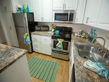 Model home kitchen at Abby Creek Apartments, Carmichael California 