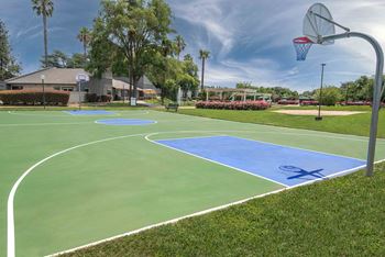 A basketball courtat Rivercrest Apartments, Sacramento California 