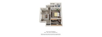 1 bedroom 1 bathroom floor plan with 440 square feet