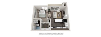 The Aspen Studio floor plan with 480 square feet