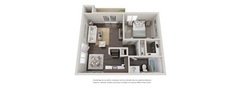 The Birch 1 bedroom 1 bathroom floor plan with 600 square feet