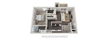 The Cypress 1 bedroom 1 bathroom floor plan with 735 square feet