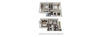 The Eucalyptus 2 bedroom 2 bathroom Town Home Floor Plan with 980 Square Feet