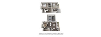 The Redwood 2 bedroom 2 bathroom Town Home Floor Plan with 1731 Square Feet