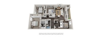 The Willow 3 bedroom 2 bathroom Floor Plan with 1185 Square Feet