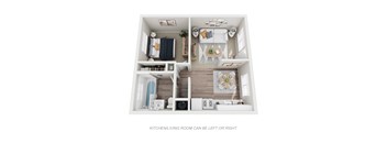 Willow Manor 1x1 513 sq ft floor plan 3D image