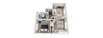 Willow Manor 1x1 593 sq ft floor plan 3D image