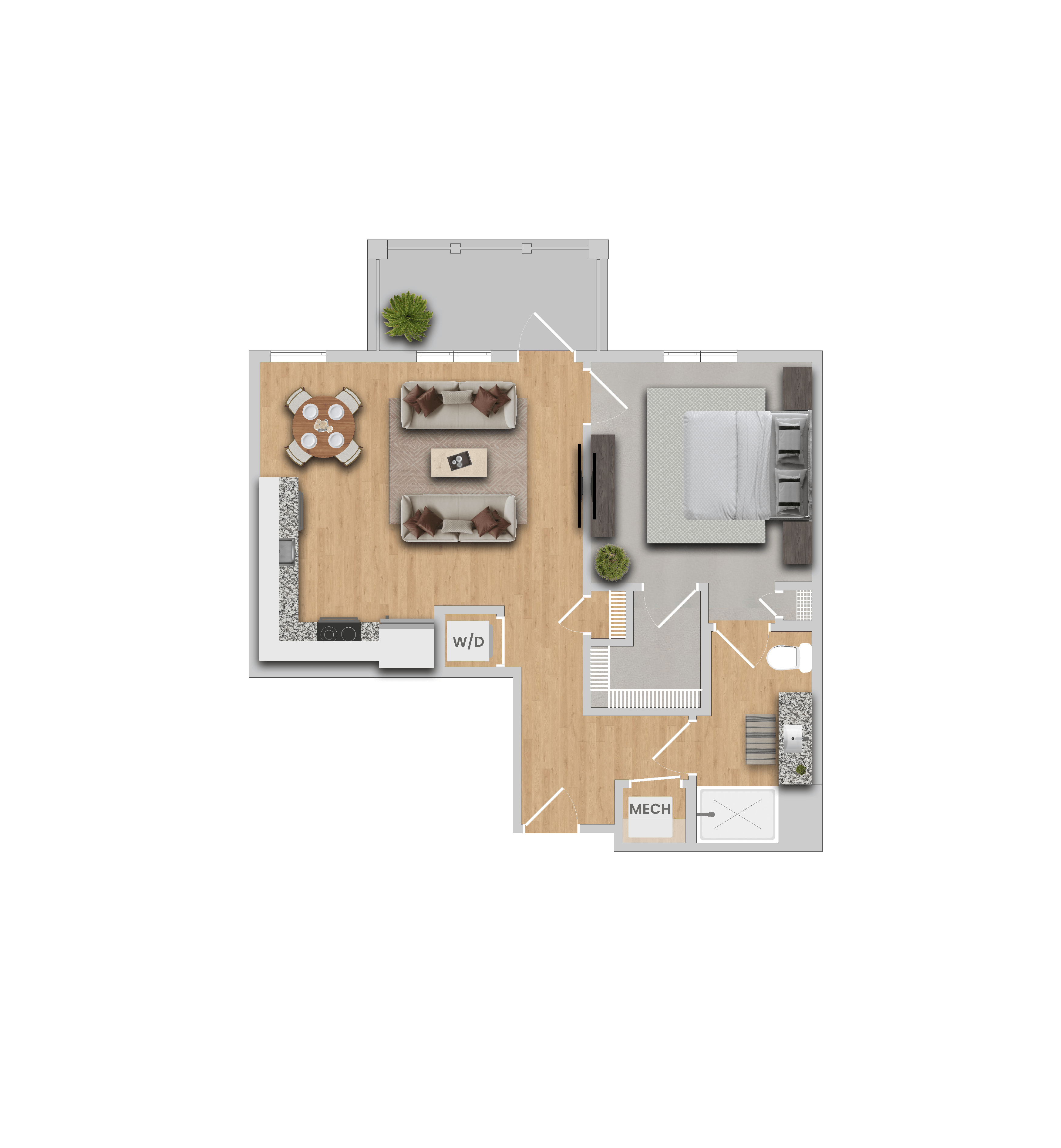 a floor plan of a house with a bedroom and a living room