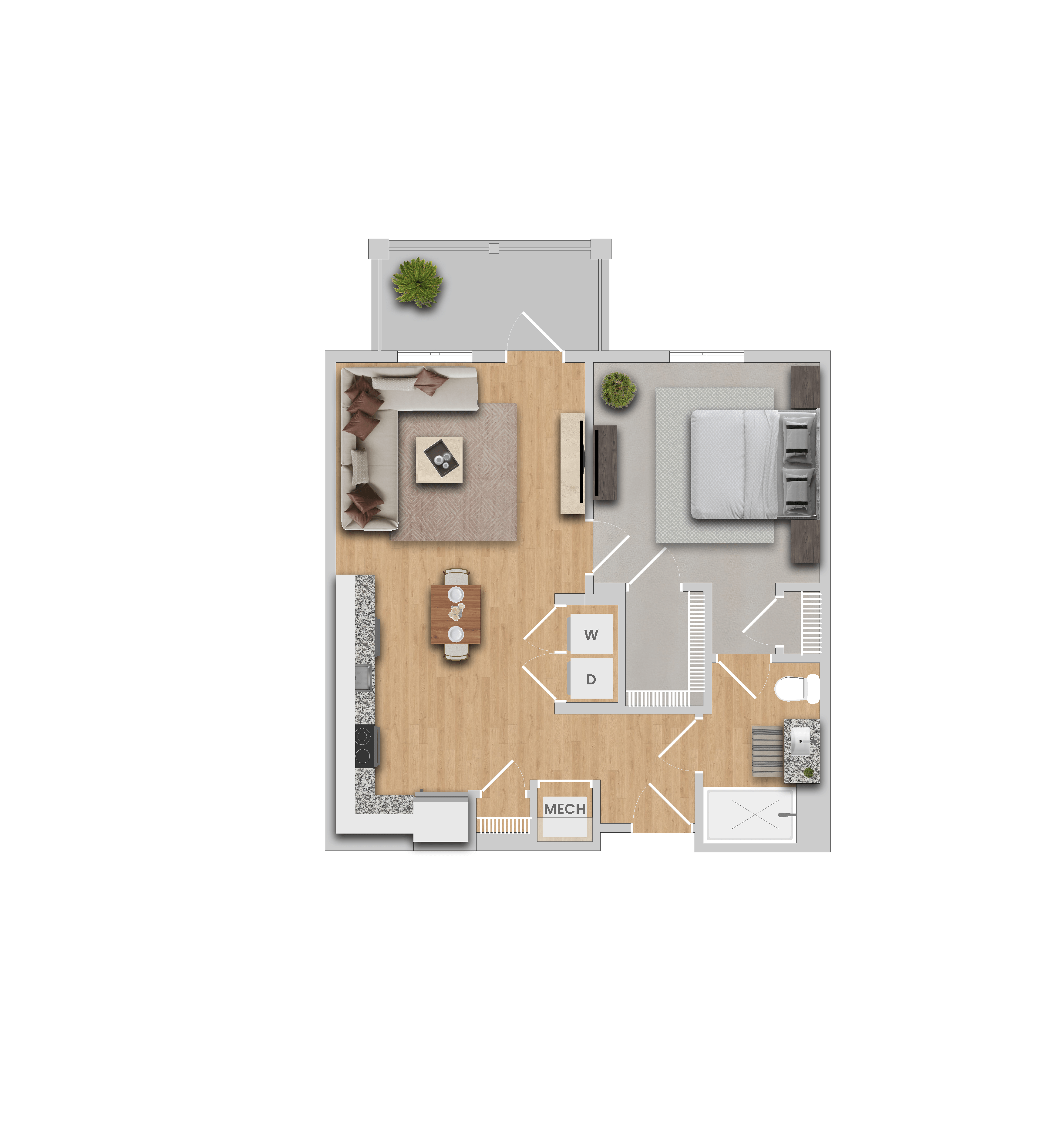 a floor plan of a house with a bedroom and a living room