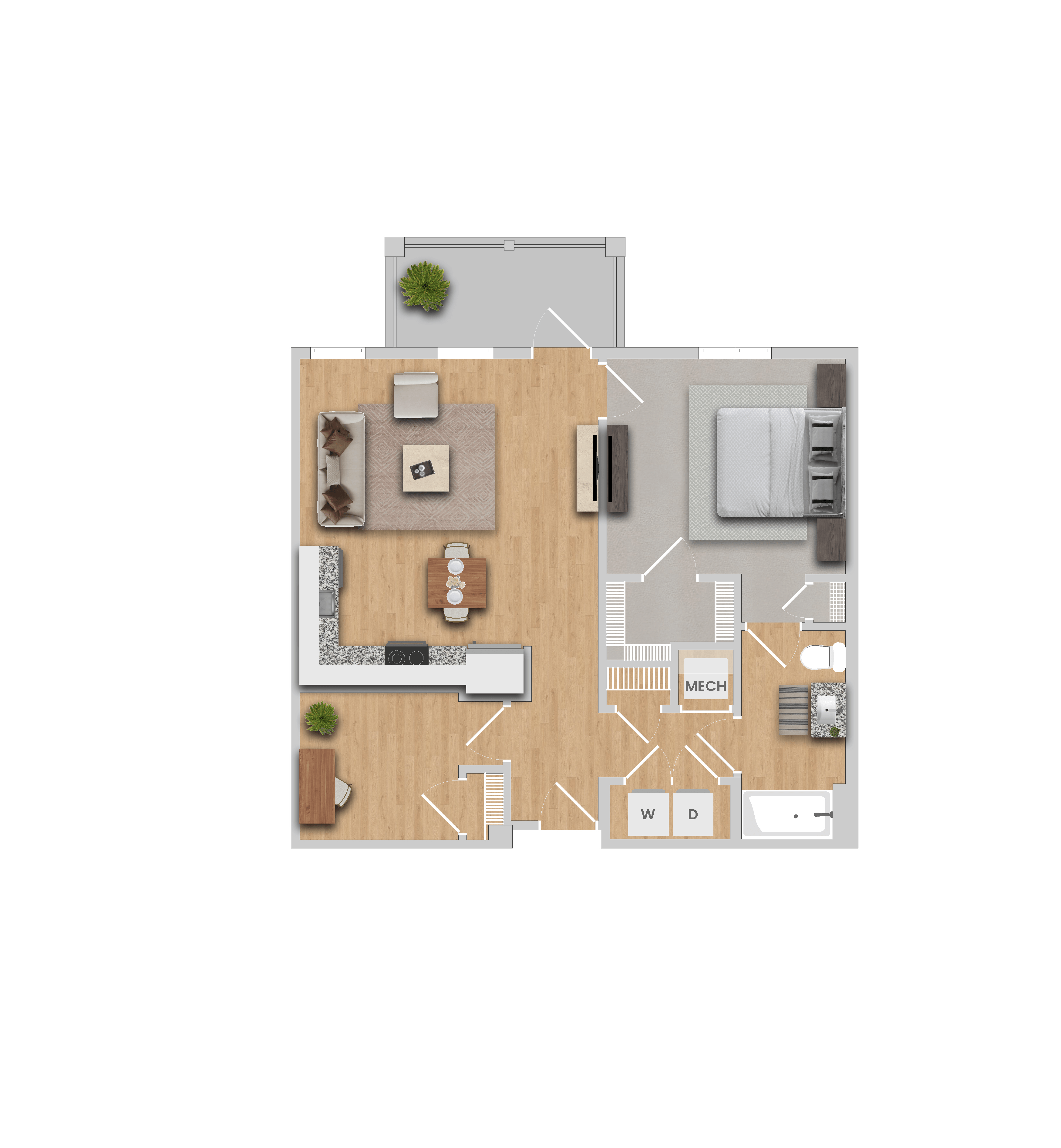 a floor plan of a house with a bedroom and a living room