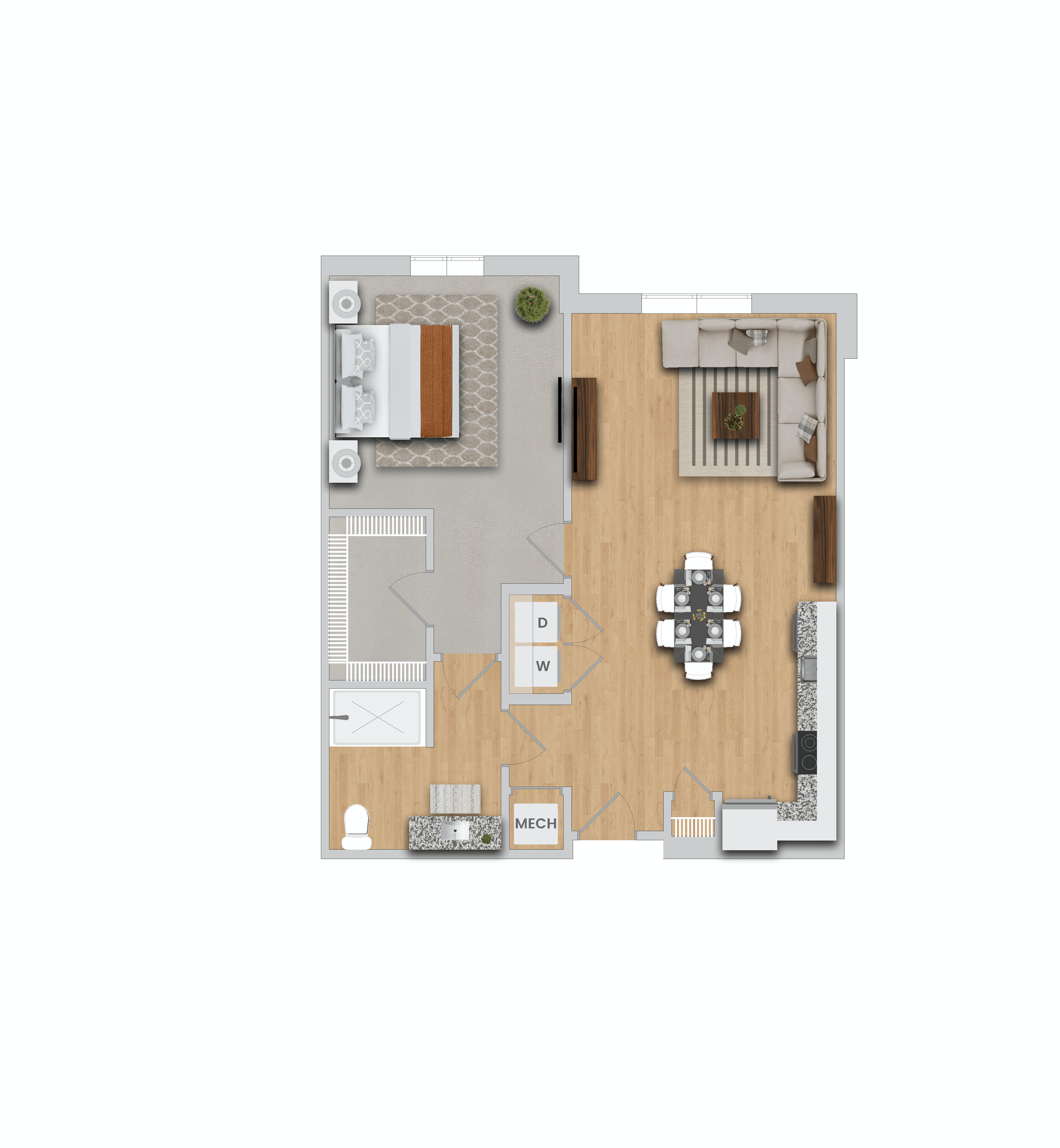 a floor plan of a house with a bedroom and a living room