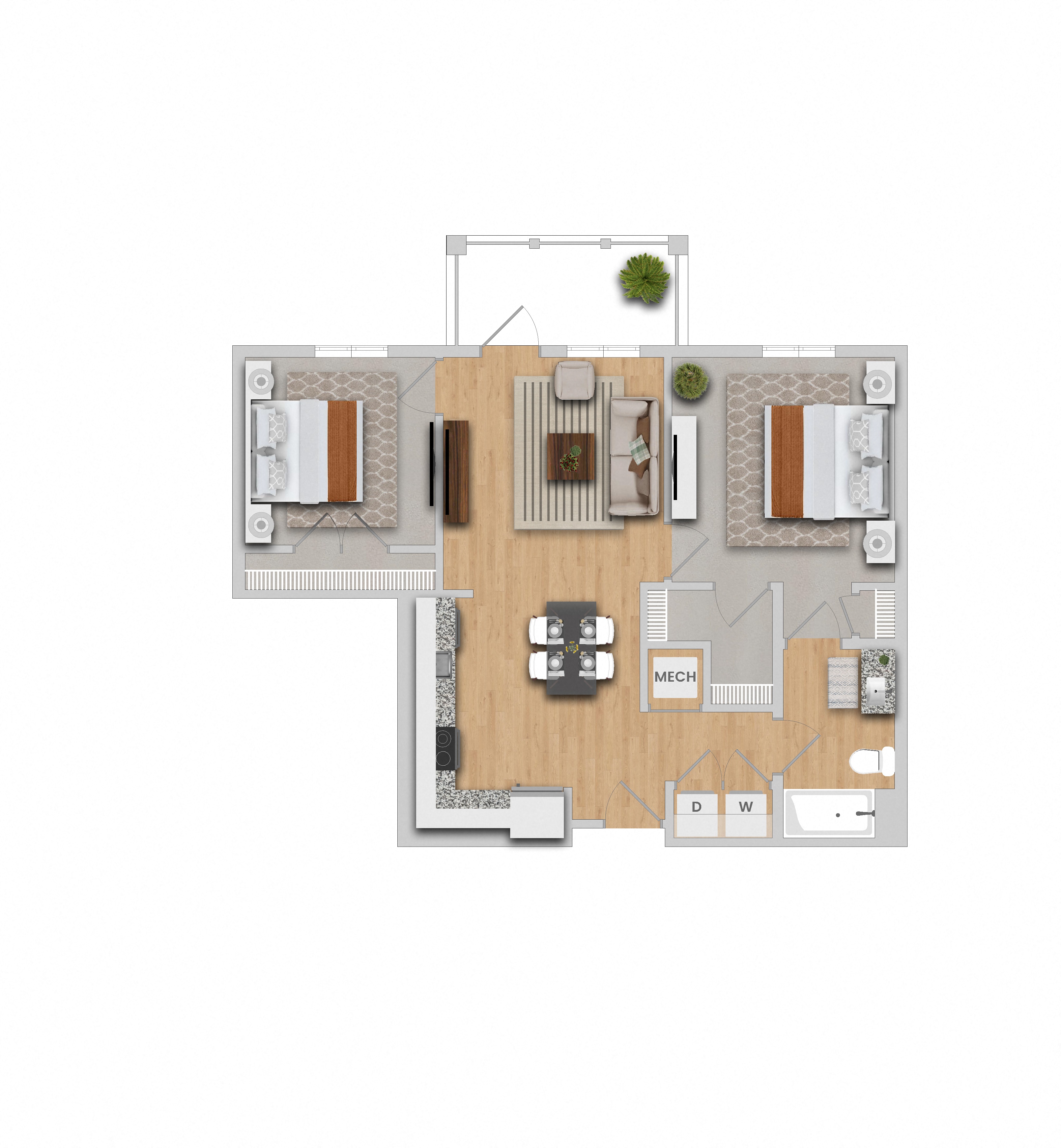 a floor plan of a home with a bedroom and a living room