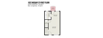 a floor plan of a studio apartment with a bedroom and a living room