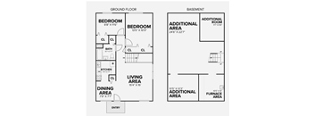 a floor plan of a house with bedrooms and a living area and a dining room