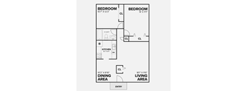 a floor plan of a small house with a bedroom and a living room