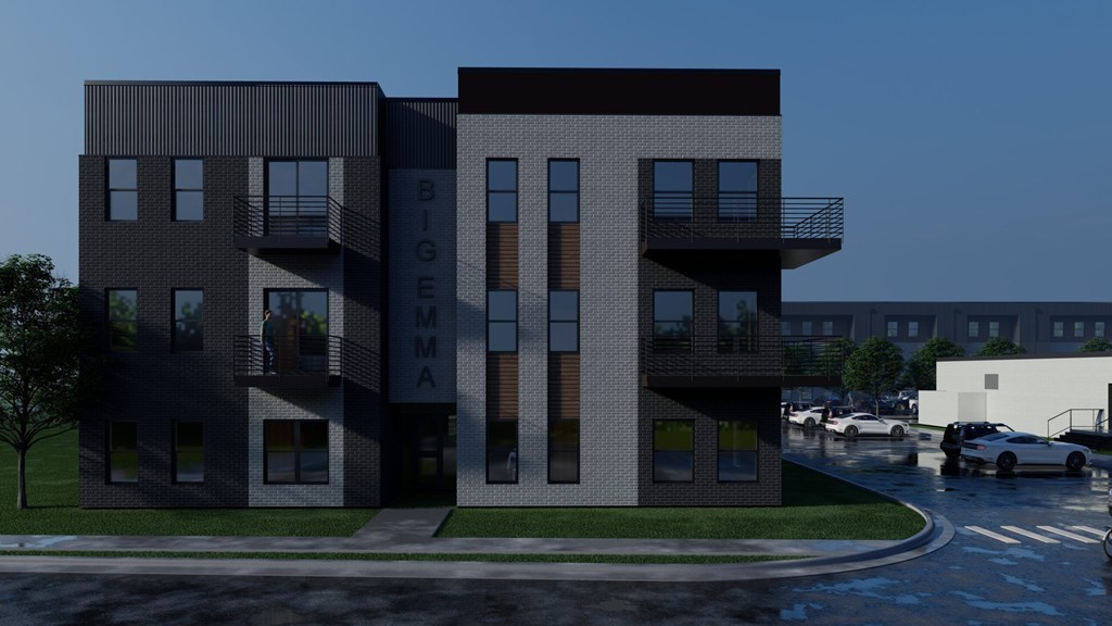 A modern apartment building named BIGERMA is depicted in the image.