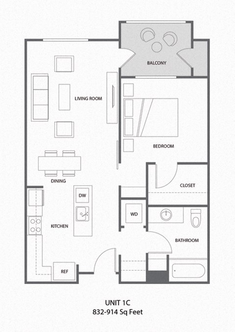 a floor plan of a bedroom apartment