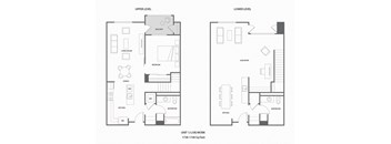 a floor plan of a house with two bedrooms and two bathrooms