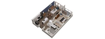 a 3d floor plan of a home with a living room and a dining room