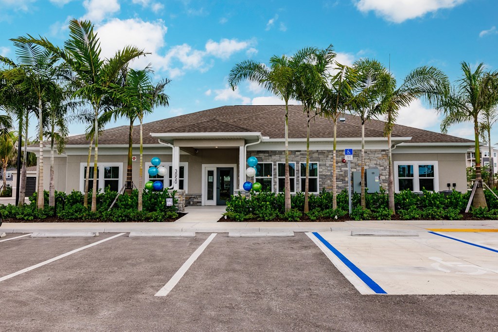exterior view of Vantage Apartments clubhouse in cape coral, fl