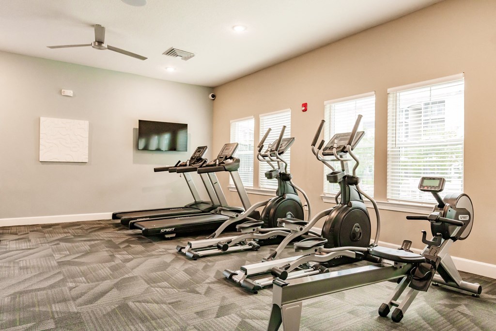 treadmills and ellipticals at Vantage Luxury Apartments in  Cape Coral, FL
