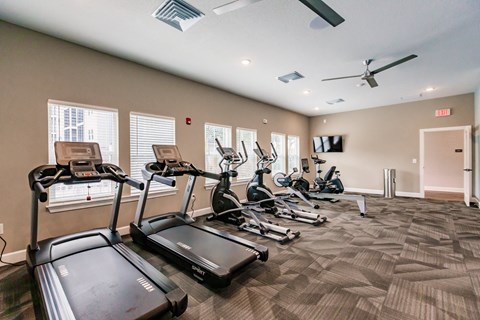 a row of treadmills at Vantage Luxury Apartments in  Cape Coral, FL