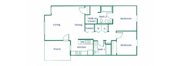 2 bedroom floor plan at Embarq Apartments