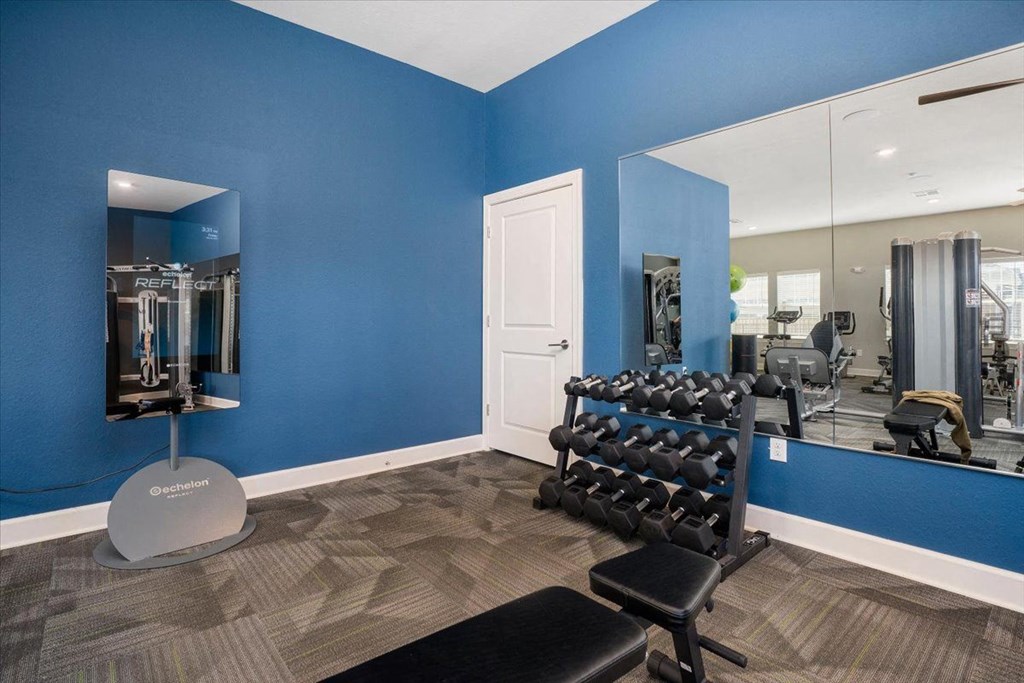 the gym at Aurora apartments