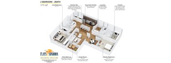 2 bedroom 3D floor plan