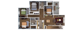 4 bedroom floor plan at Canterbury House apartments in Warsaw, IN