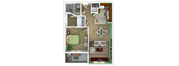 A floor plan of a house with three bedrooms, a living room, a kitchen, and a bathroom.