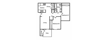 2 bedroom floor plan at CHA Logansport