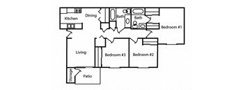 3 bedroom floor plan at CHA Logansport