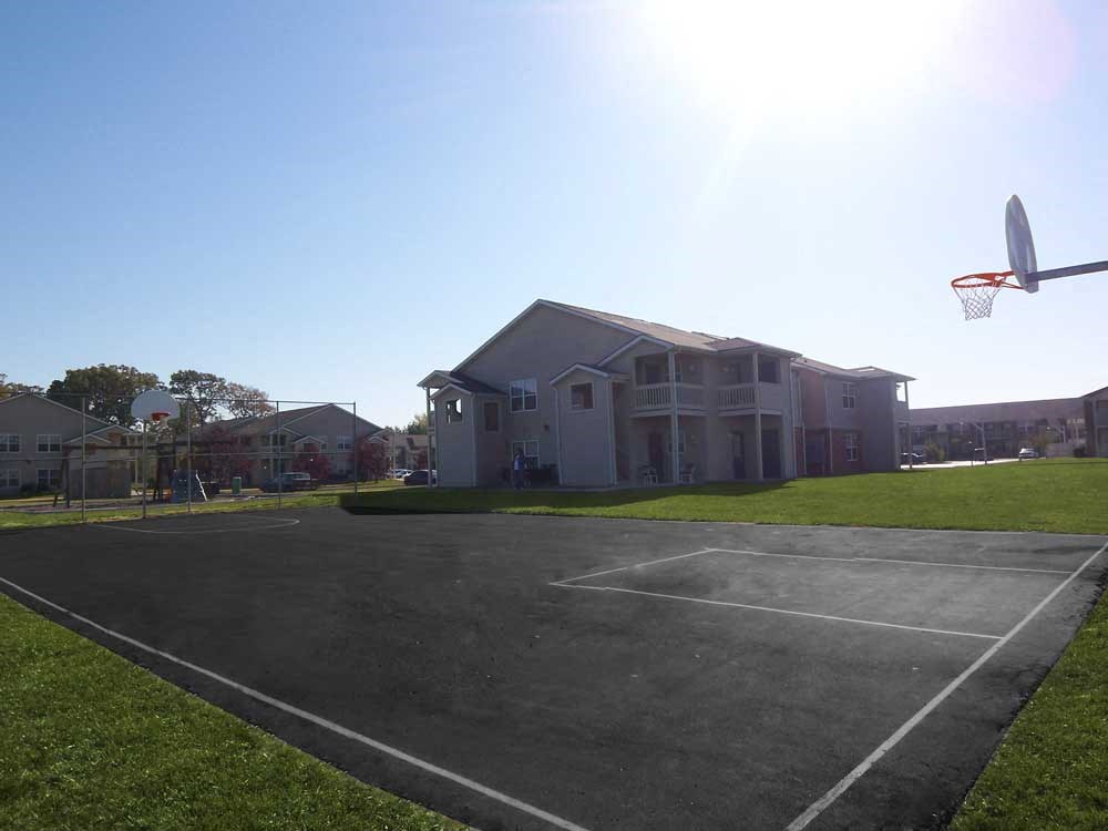 Basketball court in front of the clubhouse at Cobalt Apartments in Kokomo, Indiana