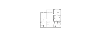A floor plan of a 2 bedroom apartment