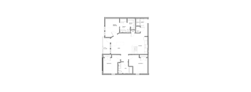 A floor plan of an apartment with a kitchen, living room, three bedrooms, and a bathroom.