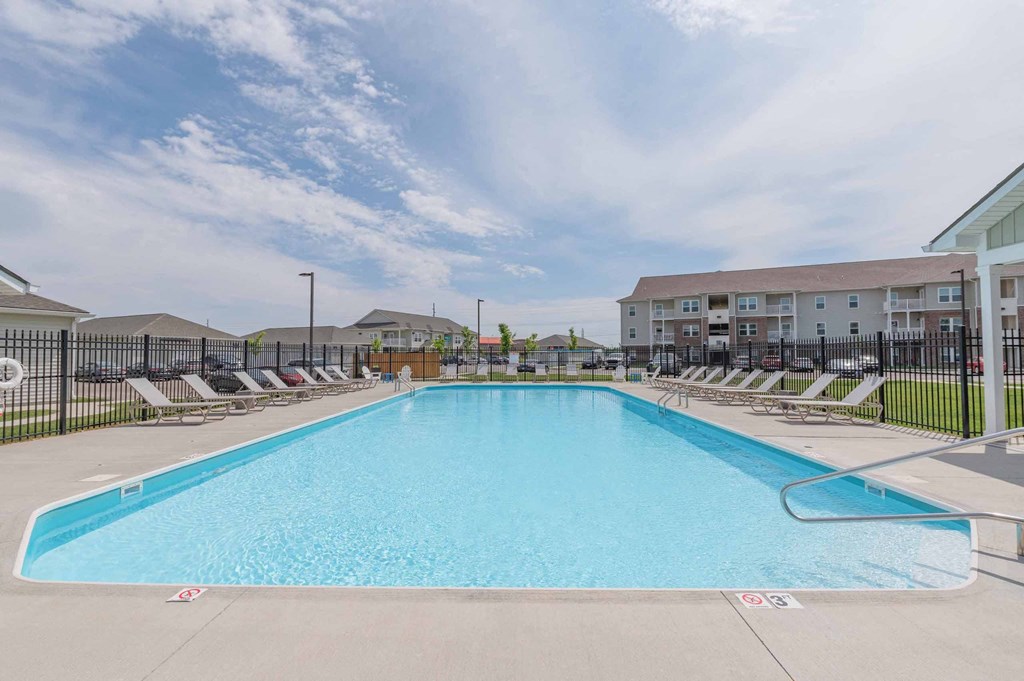 The swimming pool at the Crossing at Grove City apartments in grove city ohio