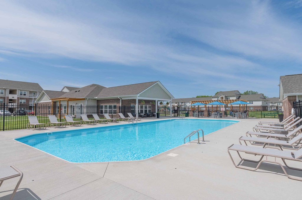 The swimming pool at the Crossing at Grove City apartments in grove city ohio