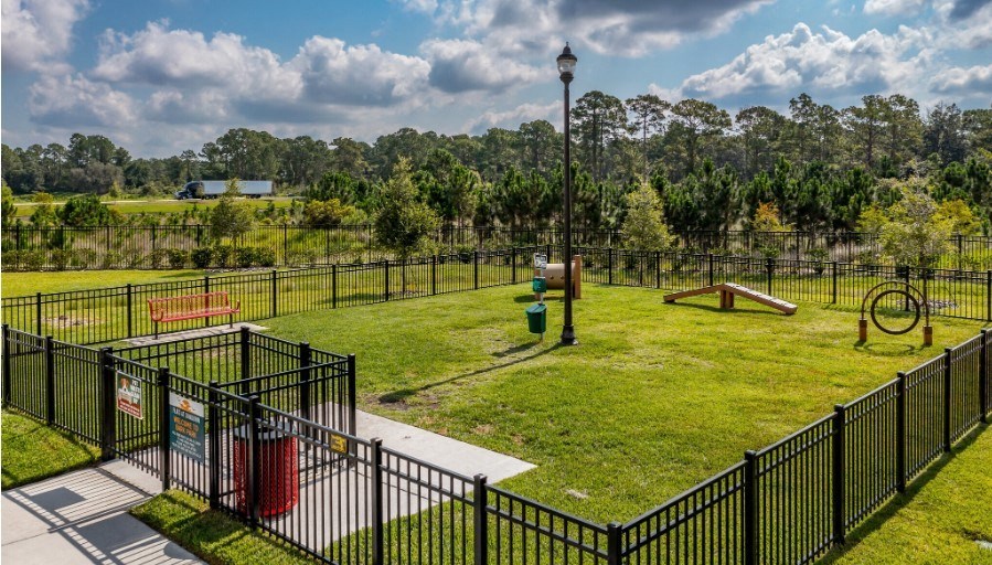 A dog park with obstacle course at the Flats at Sundown in North Port, Florida