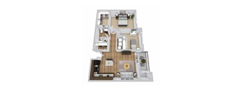 a 3d floor plan image of a 2 bedroom apartment