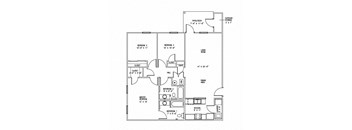 3 bedroom floor plan with master bedroom  at Canterbury House Newburgh Apartments in Newburgh, IN