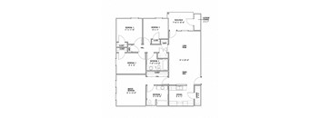 4 bedroom floor plan with master bedroom at Canterbury House Newburgh Apartments in Newburgh, IN
