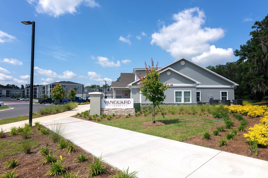 A house with the word Vanguard on the front.