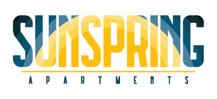 The image is a logo for Sunspring Apartments.
