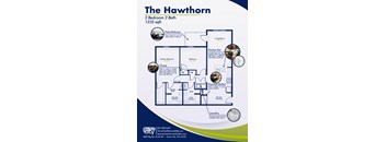 The Hawthorn 2 bedroom floor plan