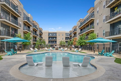 a view of the pool at The Vue apartments in Indianapolis