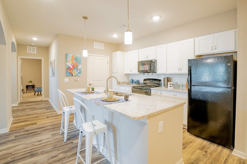 Apartment kitchen with two chairs and