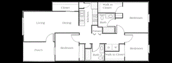 3 bedroom floor plan at Conner Court apartments in Connersville, IN