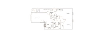 A floor plan of a house with two bedrooms and a living room.